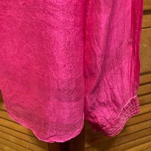 Raiment Fashions Hot Pink Silk Blade Collar Top - Picture 14 of 14